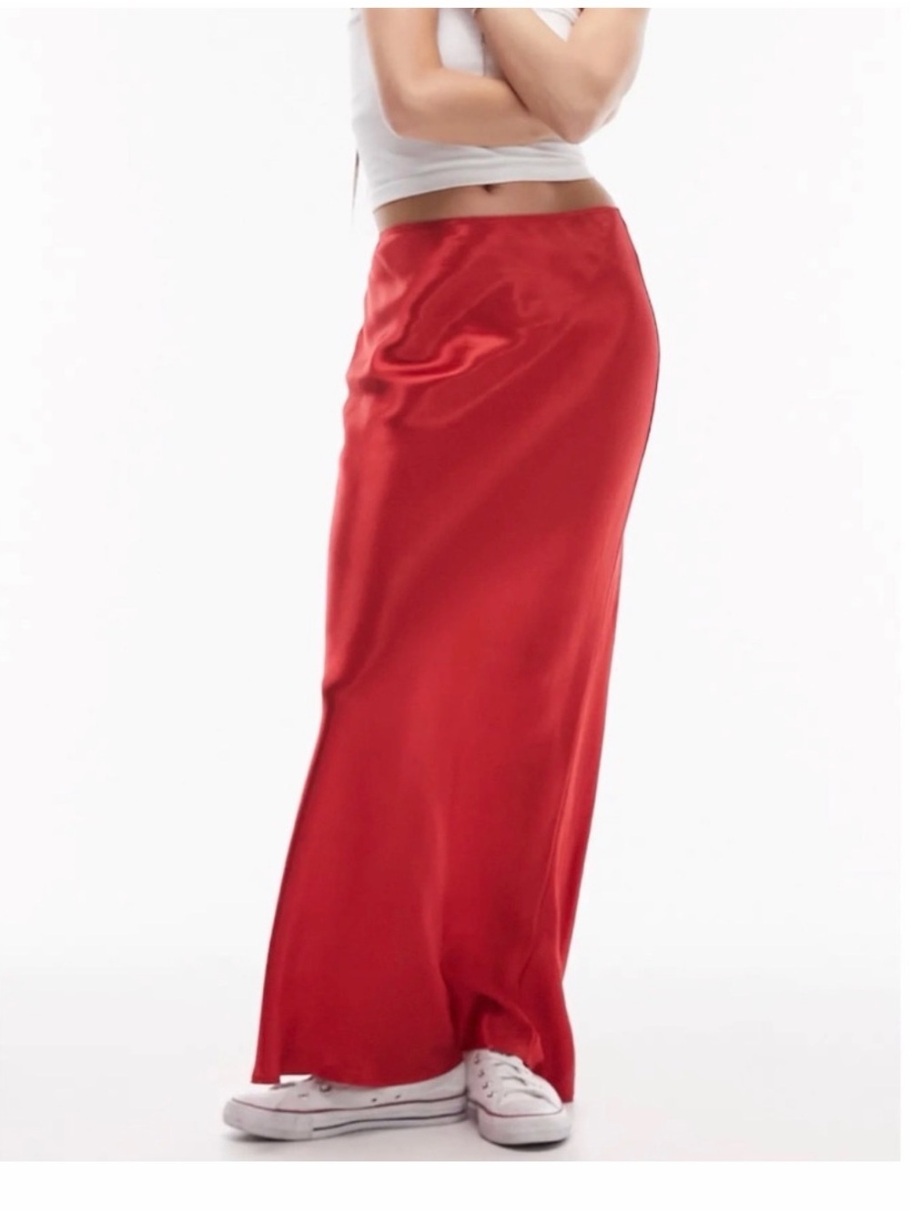 ASOS x Topshop Red Maxi Skirt - cherry red